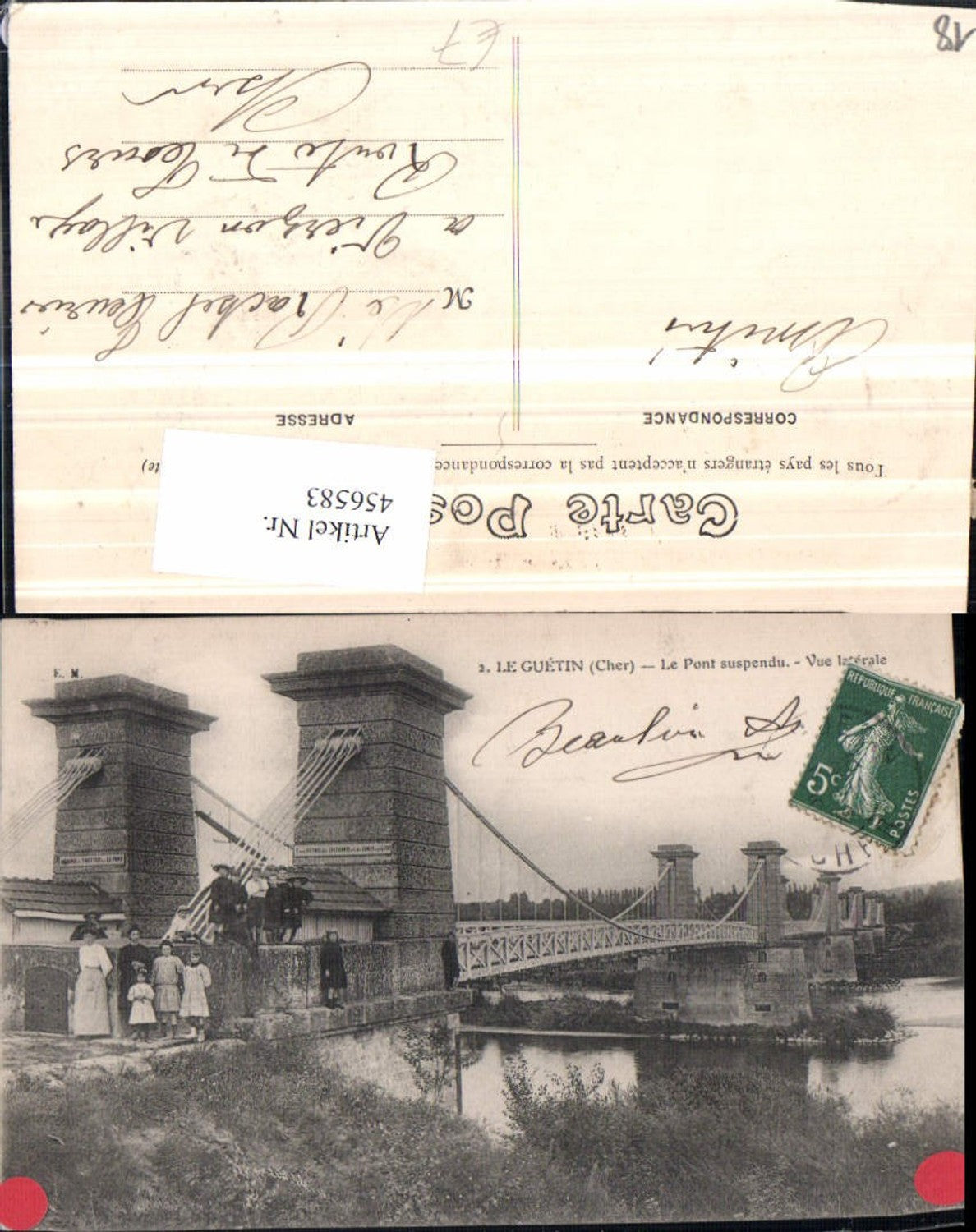 456583,Centre Cher Le Guetin Pont suspendu Brücke