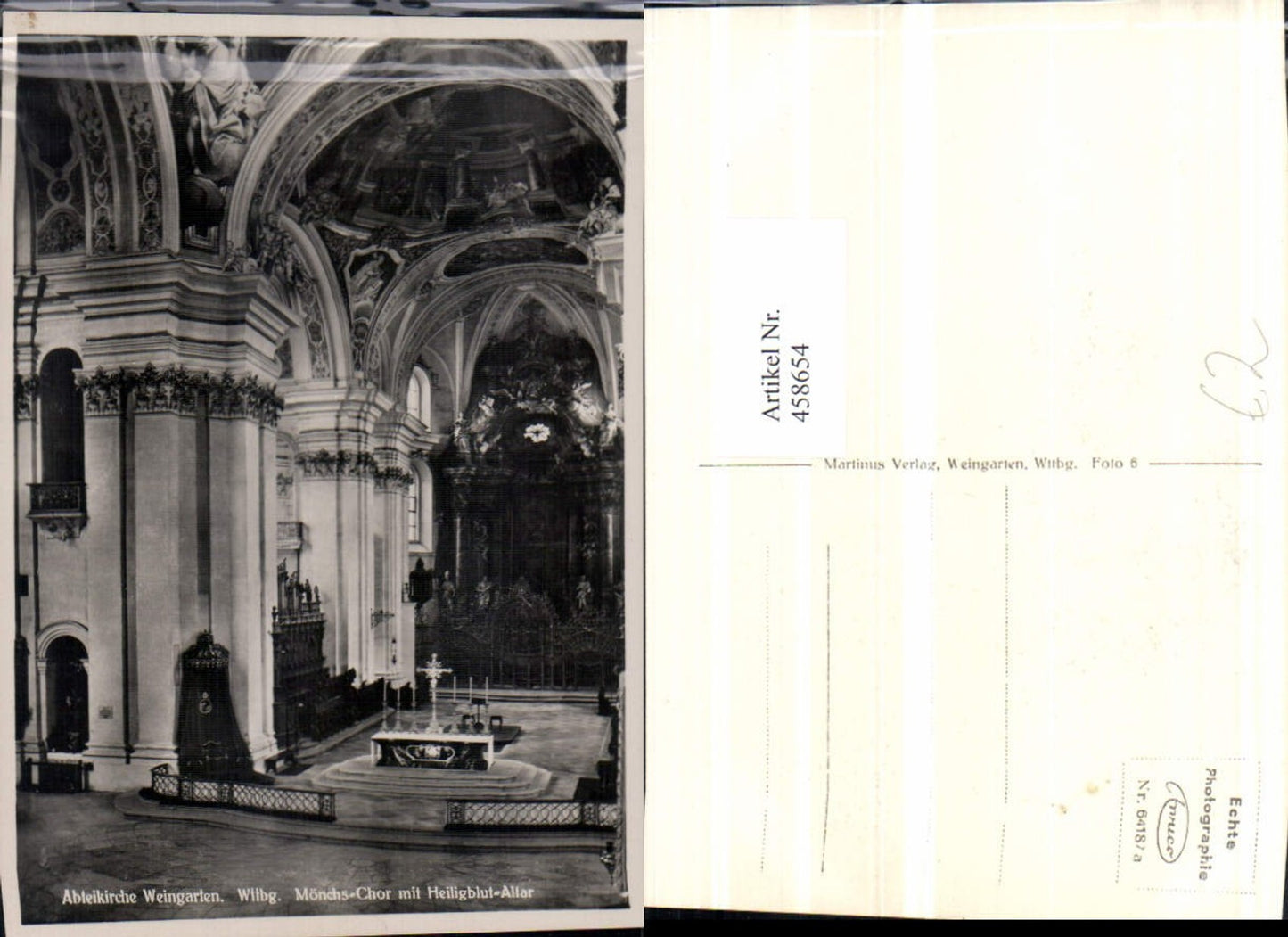 458654,Weingarten Abteikirche Mönchs-Chor m. Heiligblut-Altar