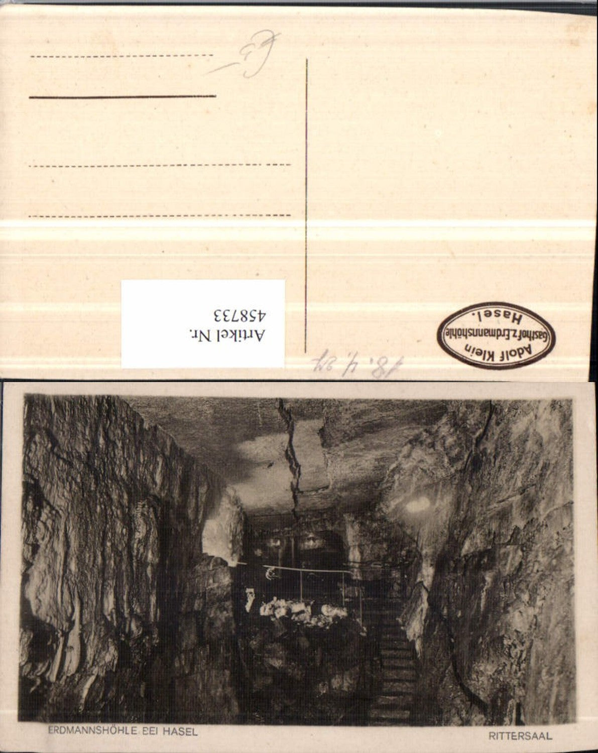 458733, Erdmannshöhle near Hasel Cave Knights' Hall