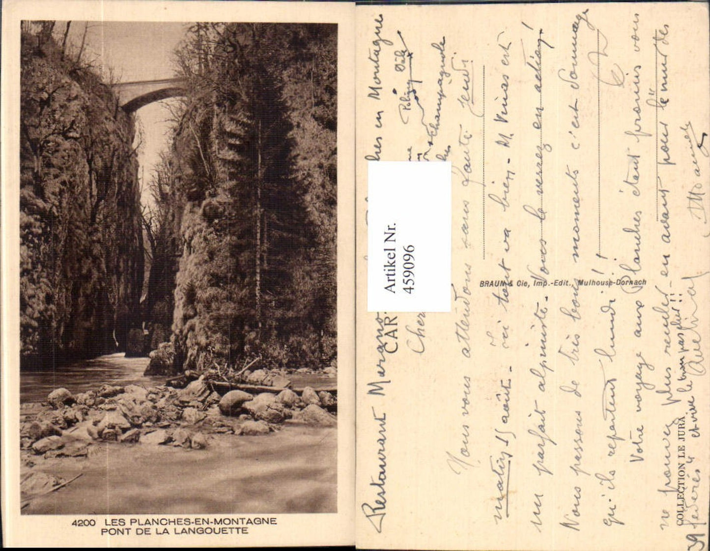 459096,Franche-Comte Jura Les Planches-en-Montagne Pont de la Langouette Brücke