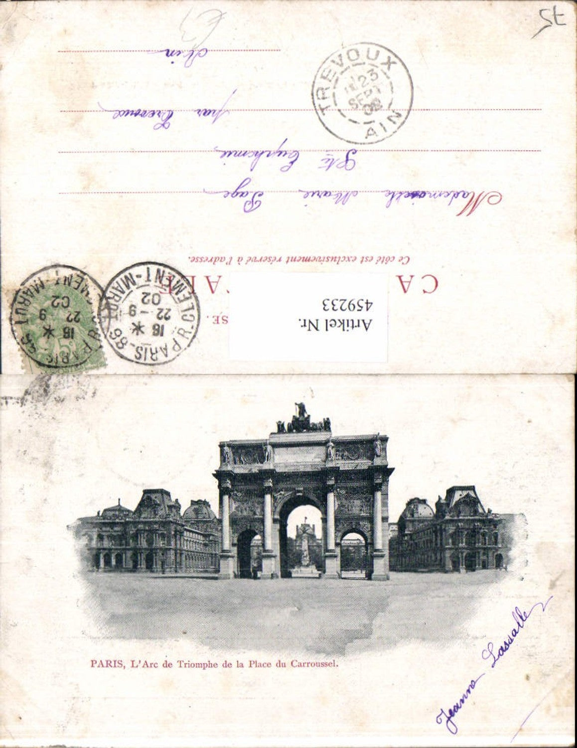 459233,Ile-de France Paris L Arc de Triomphe de la Place du Carroussel Triumphal arch