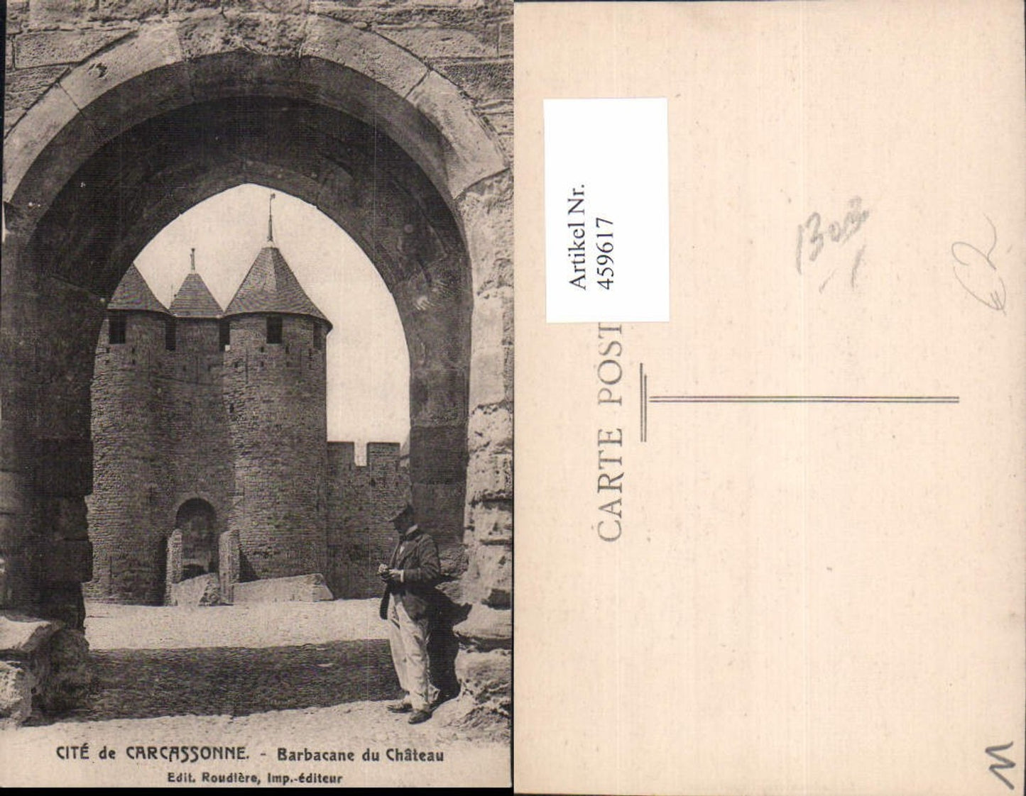 459617,Languedoc-Roussillon Aude Cite de Carcassonne Barbacane du Chateau Castle