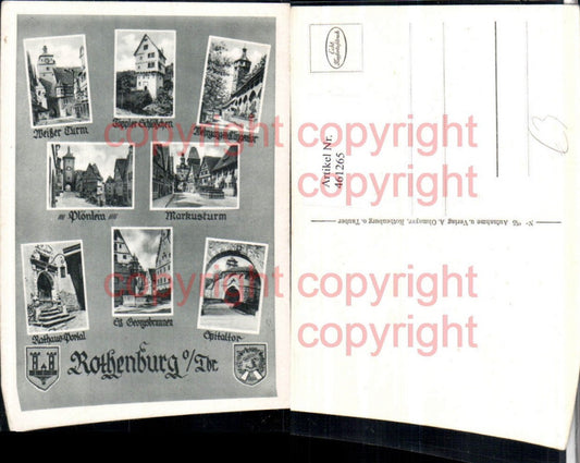 461265, Rothenburg ob der Tauber Tower Wall Walk Fountain Multi-image postcard