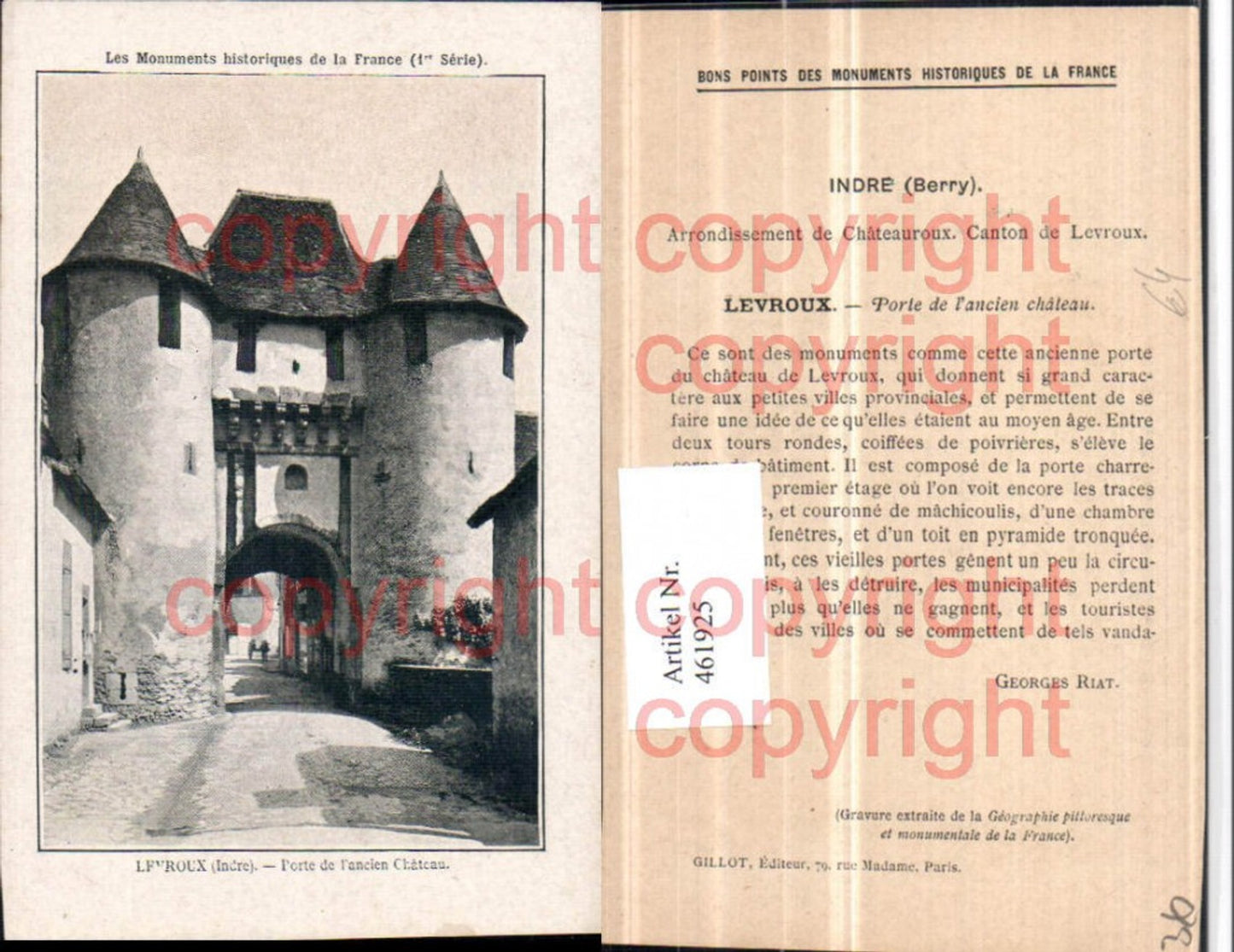 461925,Centre Indre Levroux Porte de Chateau Schlosstor