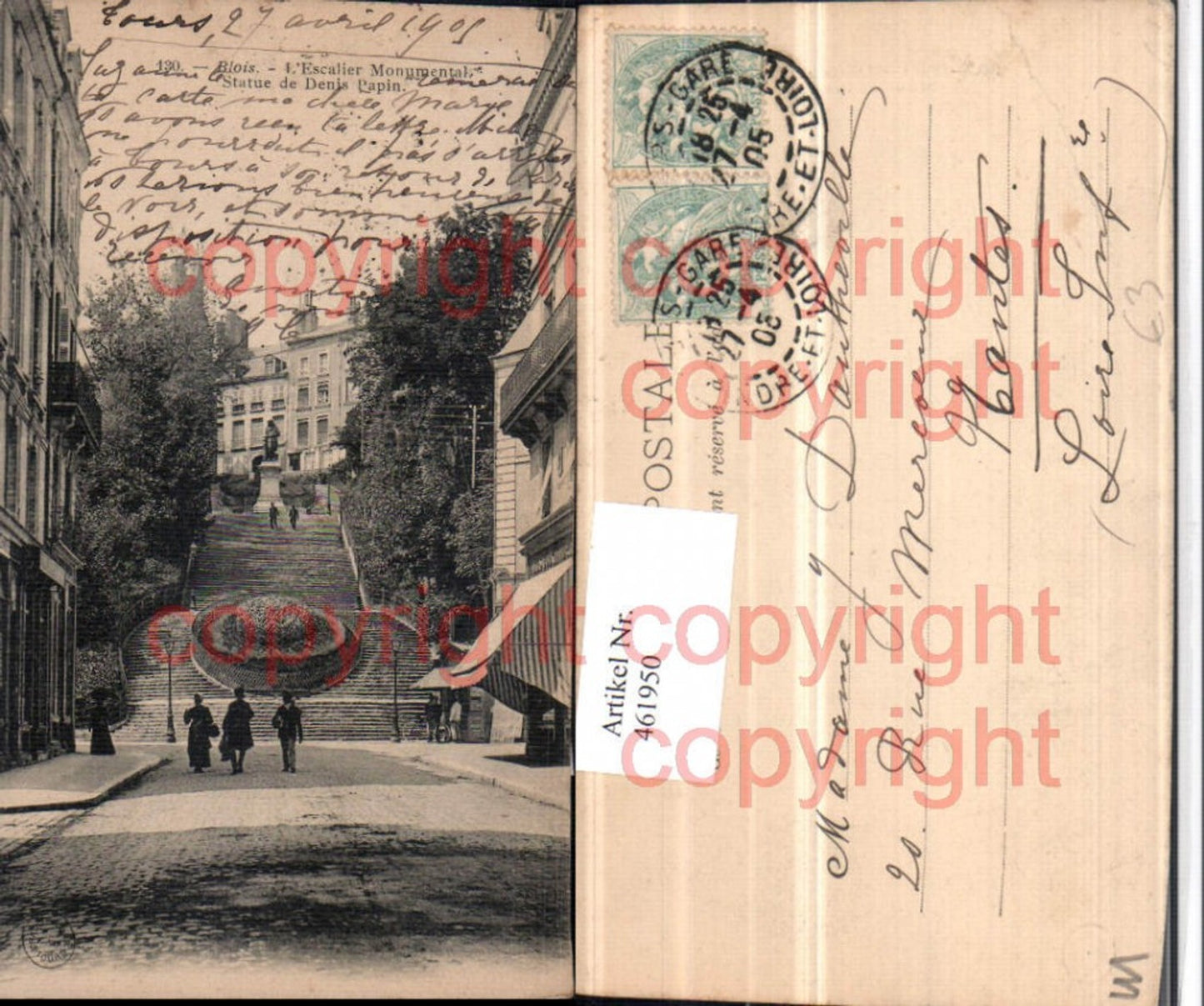 461950,Centre Loire-et-Cher Blois Escalier Monumental Statue Denis Papin Stiege