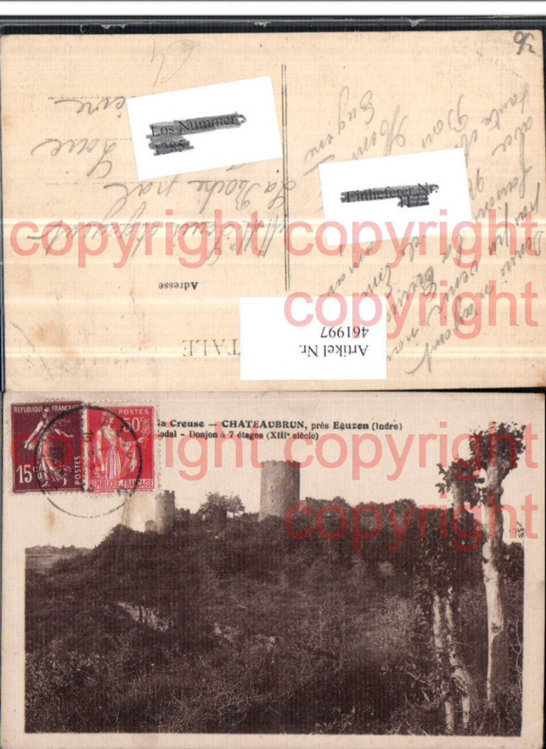 461997,Centre Indre Chateaubrun pres Eguzon Donjon Turm