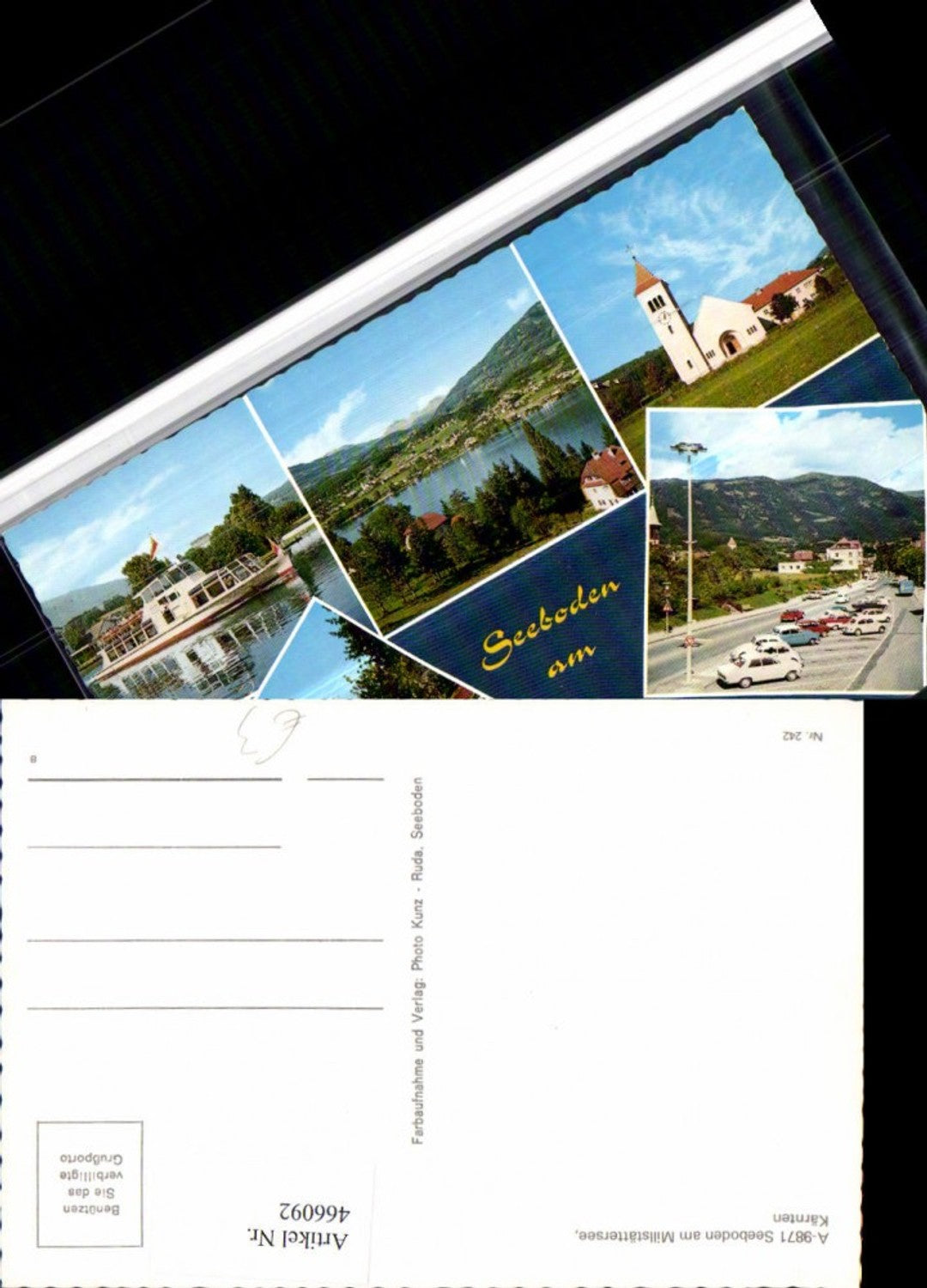 466092, Seeboden am Millstättersee Church Boat Multi-image postcard