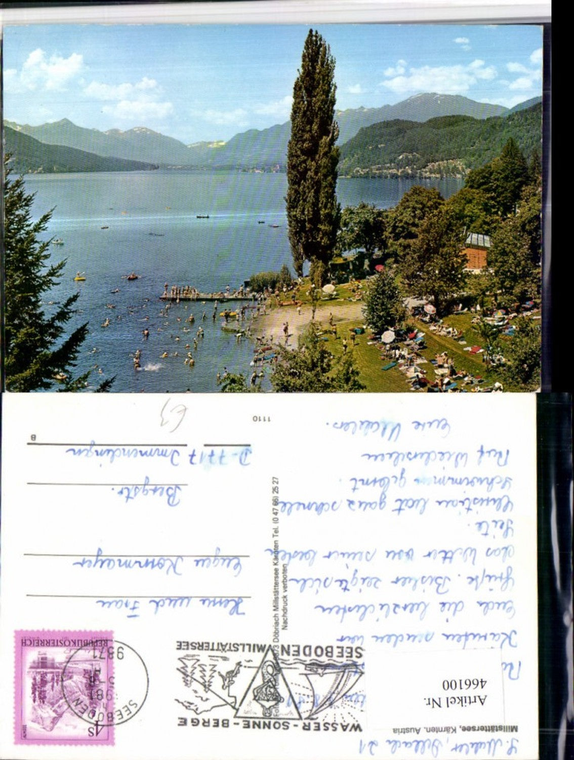 466100, Millstättersee Lake near Millstatt Beach resort mountain scenery