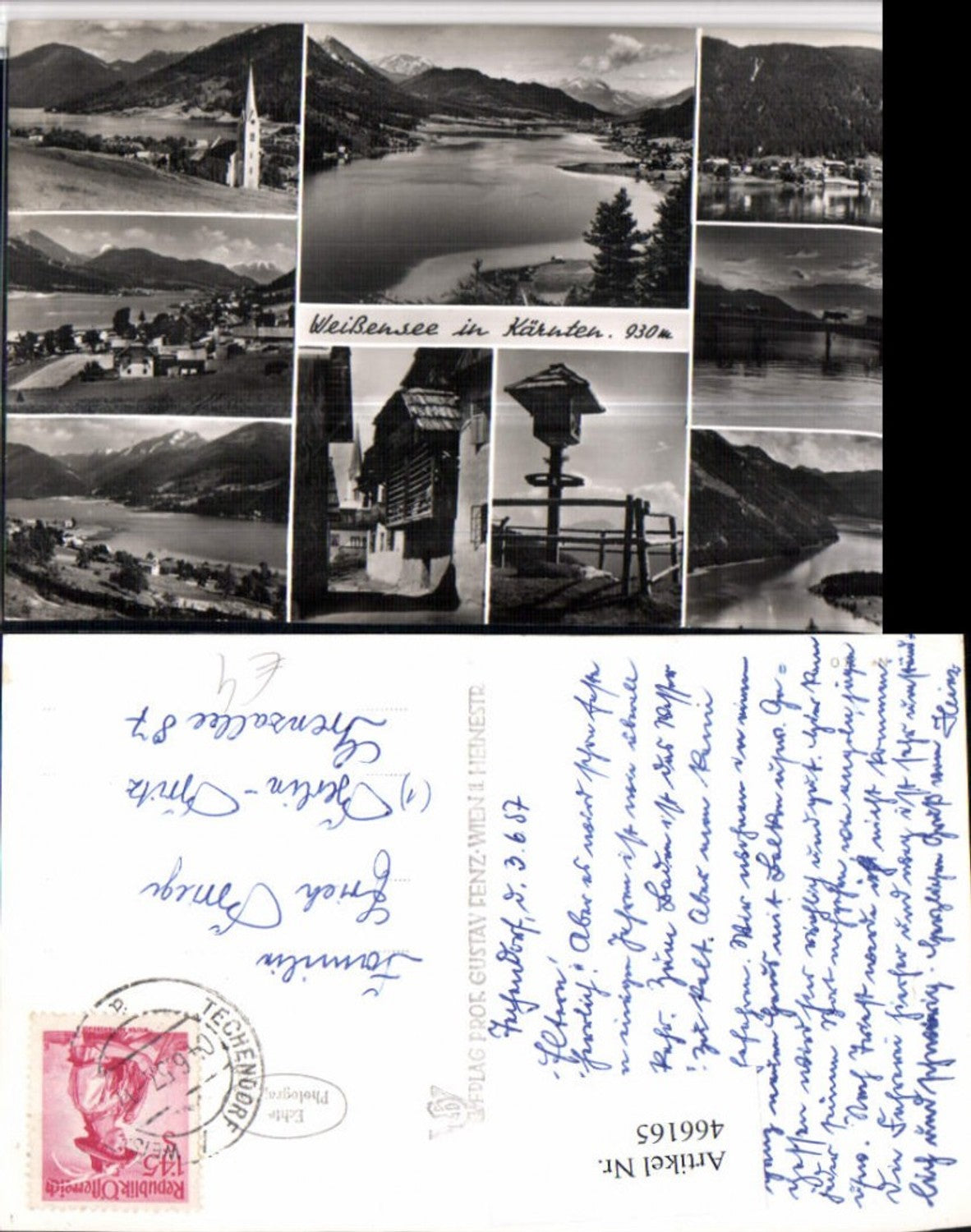 466165, Weissensee Totale See Bildstock Multi-image postcard