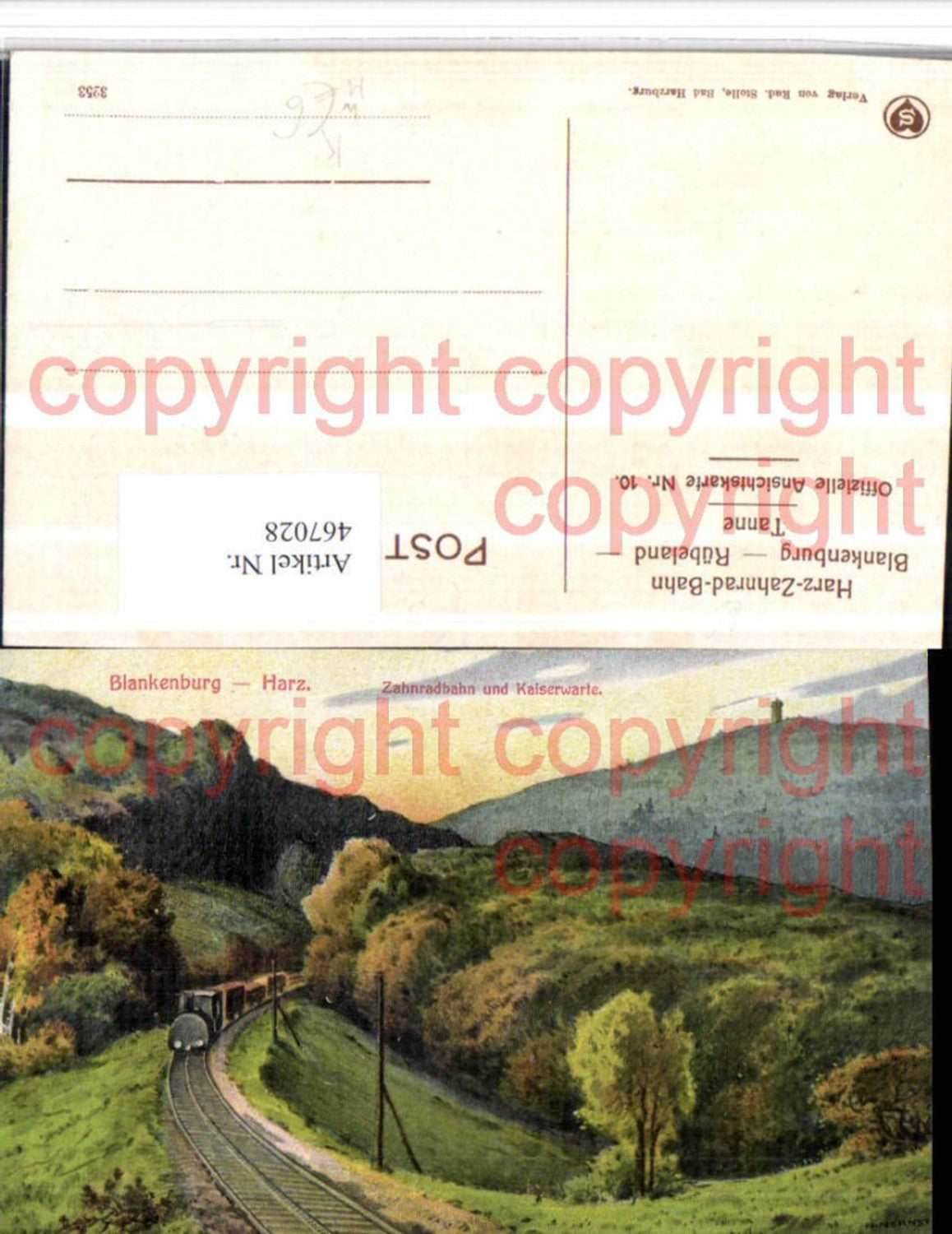467028, Artist AK H. Nernst Blankenburg Cog Railway and Kaiserwarte
