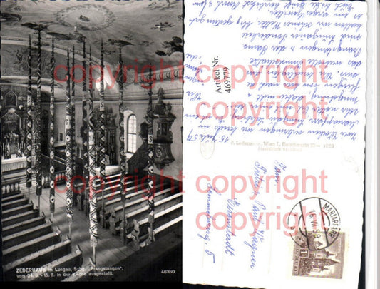 469779, Cederhaus in Lungau, church interior view, decorated poles