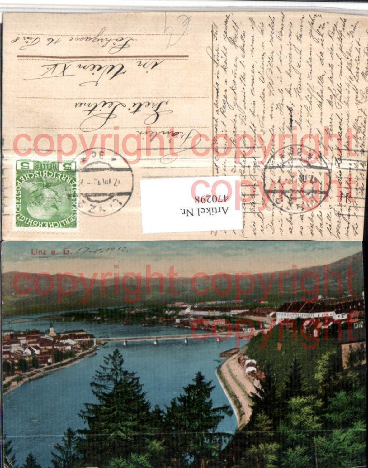 470298, Linz on the Danube, partial view of the river and bridge
