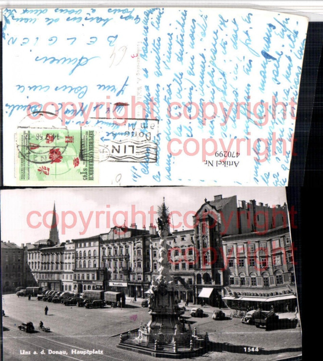470299, Linz on the Danube, Main Square, Plague Column, Shops