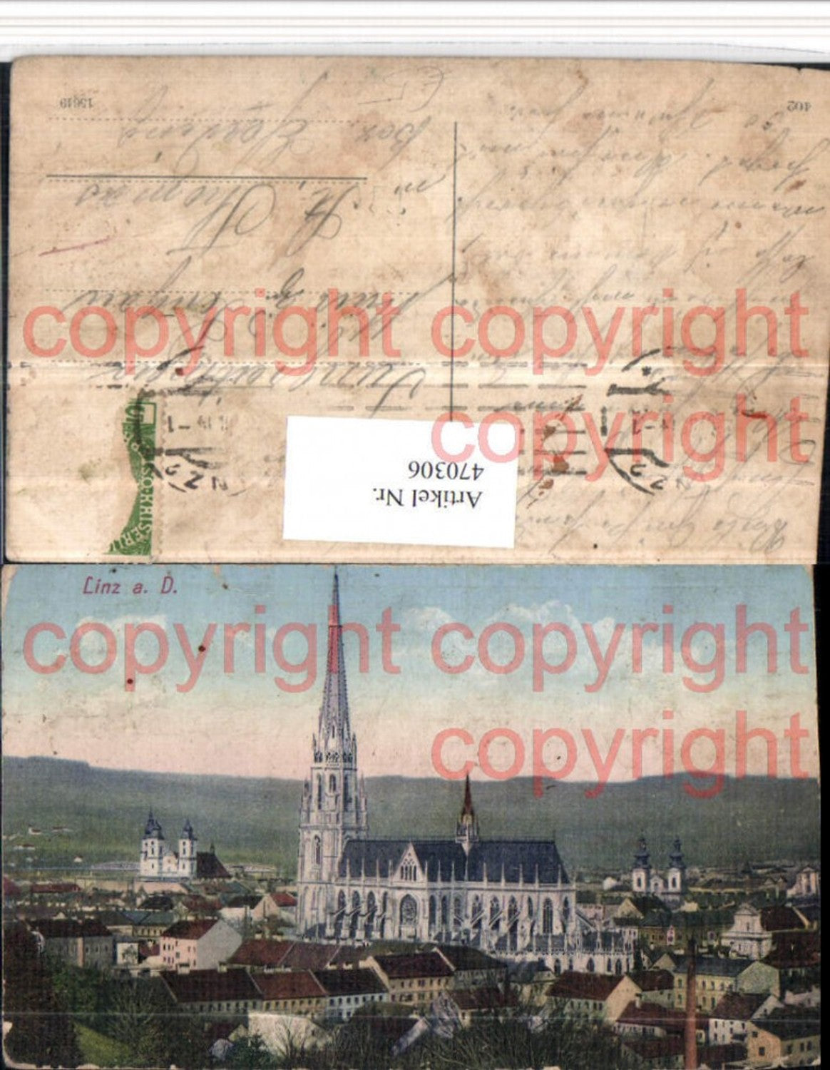 470306, Linz on the Danube, partial view of the cathedral church