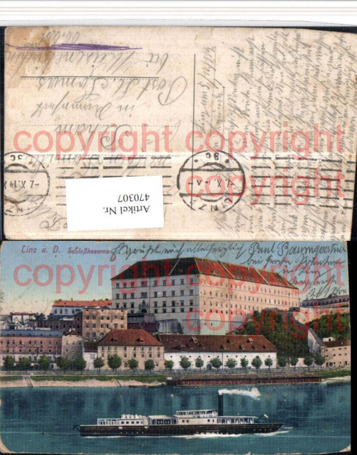 470307, ​​Linz on the Danube, Castle Barracks, Steamer