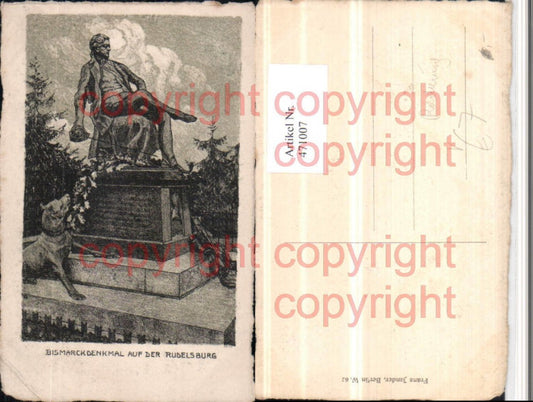 471007, Artist AK Etching Rudelsburg Bismarck Monument pub Franz Jander