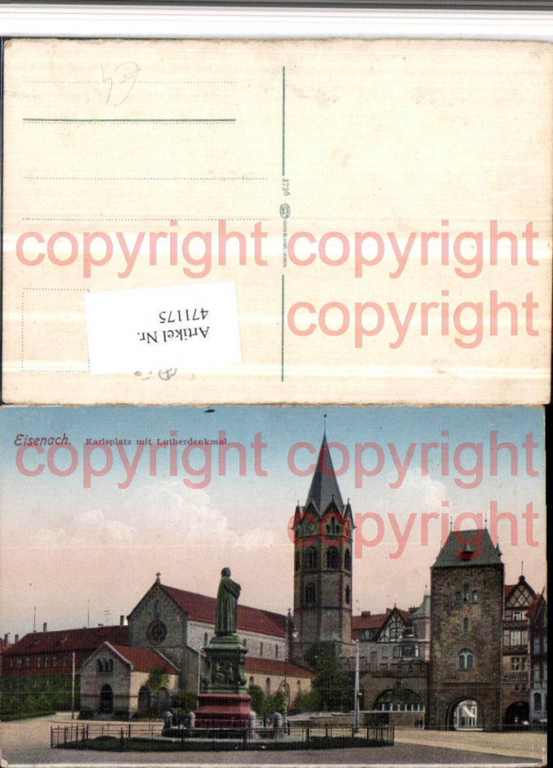 471175,Eisenach Karlsplatz m. Lutherdenkmal Statue Kirche