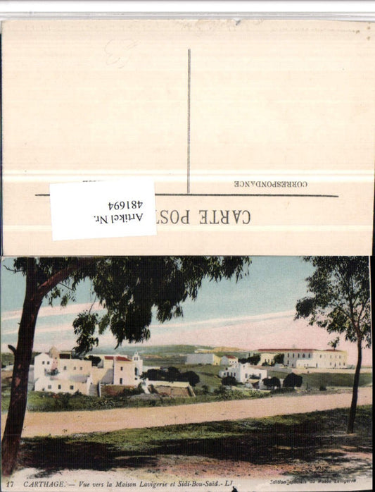481694,Tunisia Carthage Carthage Vue Maison Lavigerie et Sidi-Bou-Said