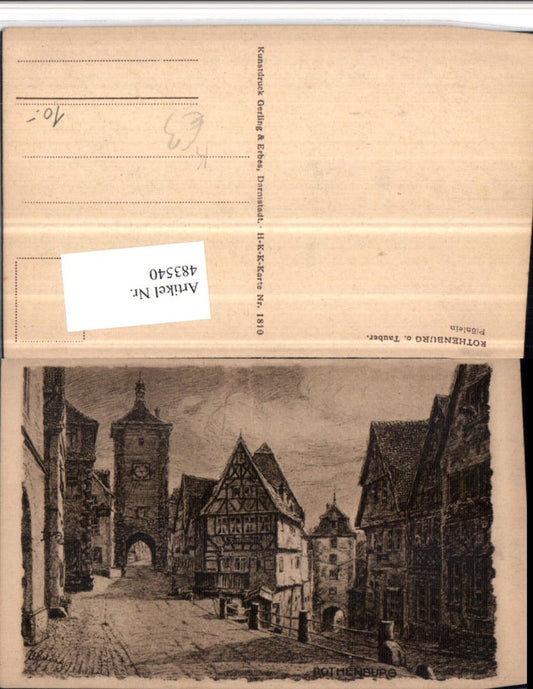 483540, Artist AK Rothenburg ob der Tauber Plönlein Gate