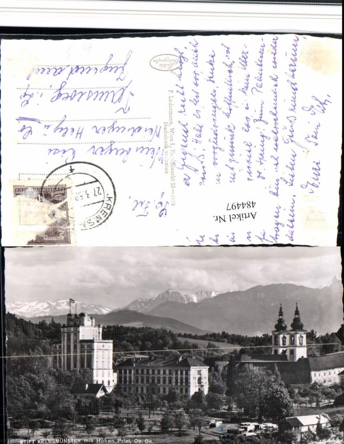 484497, Kremsmünster Abbey with Hohen Priel mountain scenery