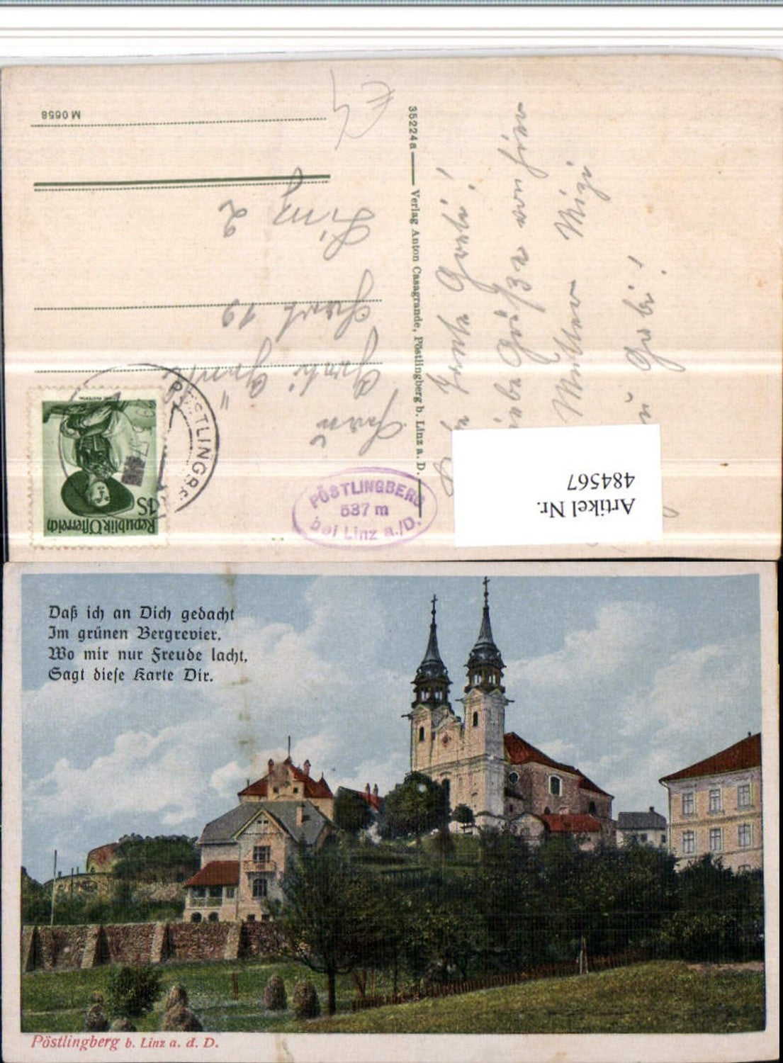 484567, Linz on the Danube Pöstlingberg Church Saying