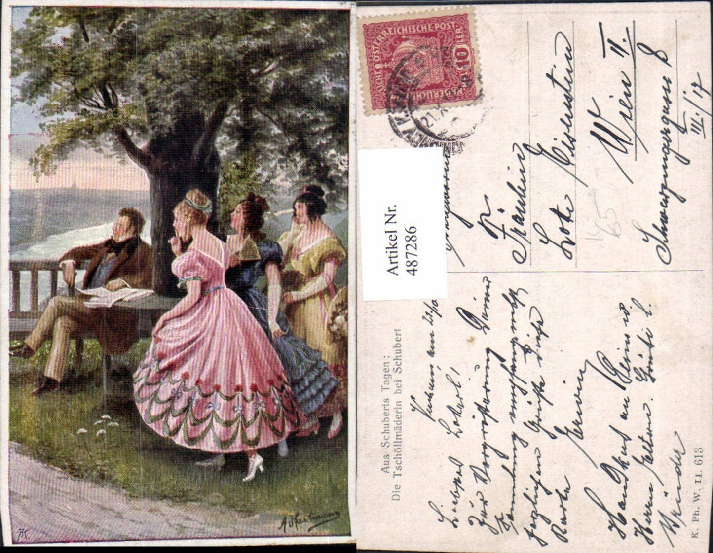 487286, Artist Ak The Tschöllmäderln b. Schubert Composer