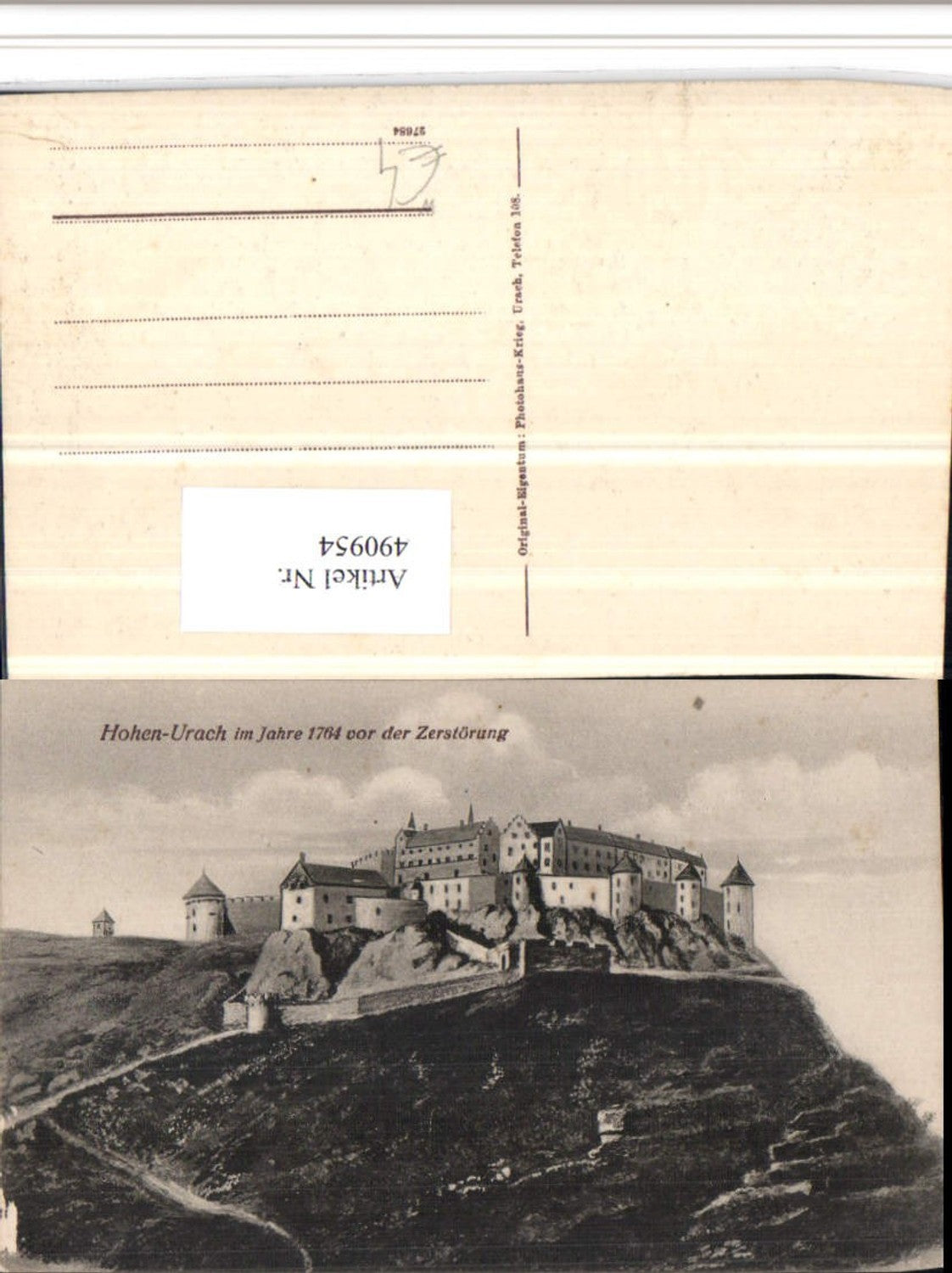 490954, Hohenurach Castle near Bad Urach in the year 1764