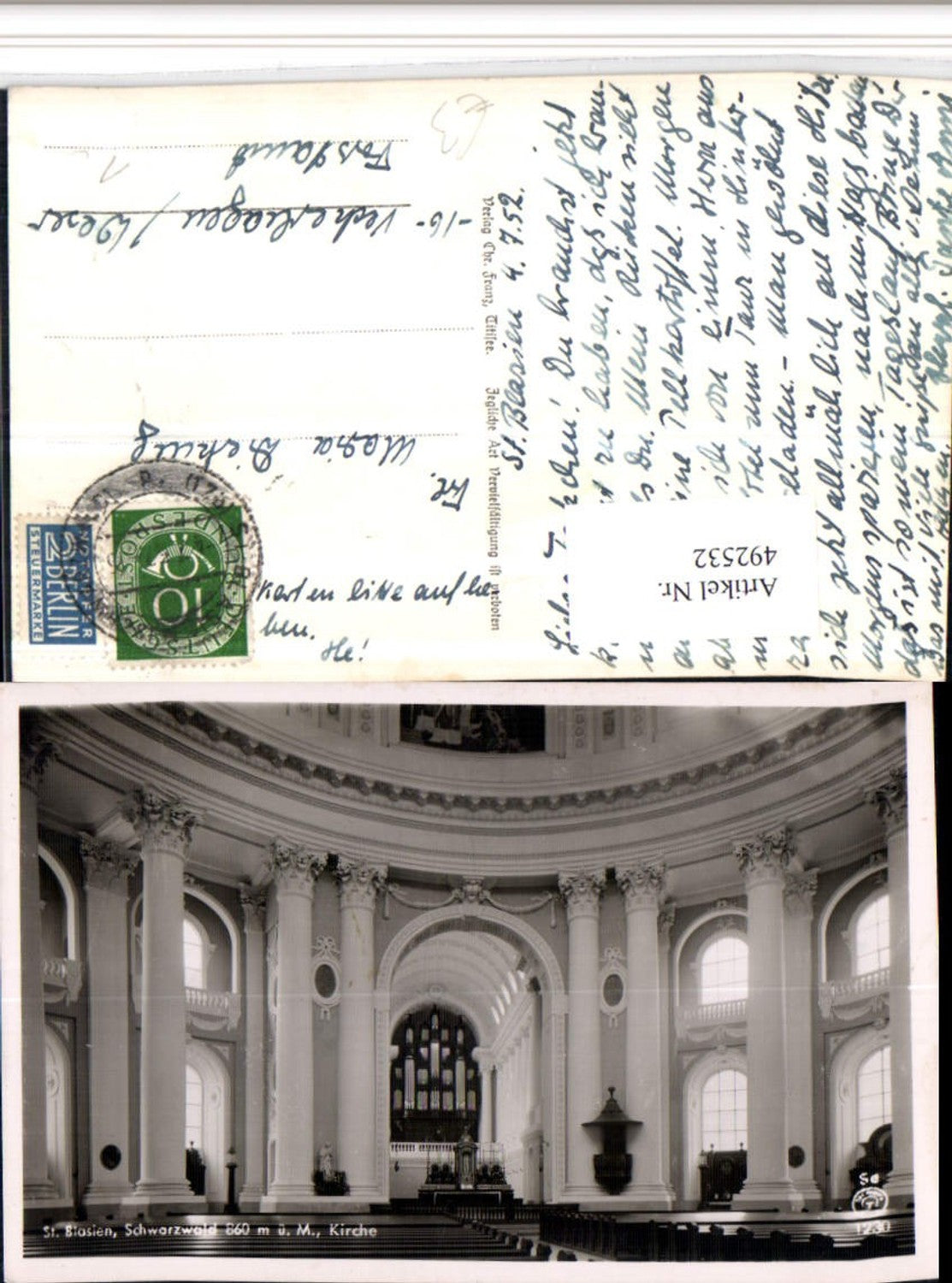 492532, St. Blasien in the Black Forest, Church interior view