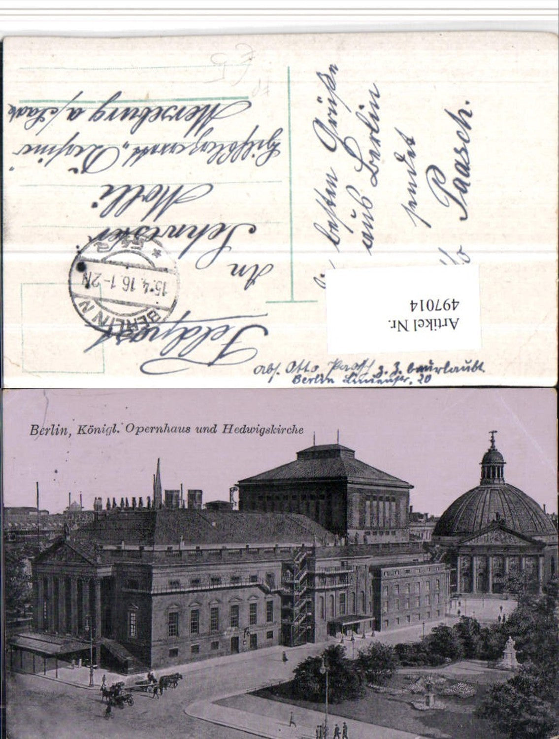 497014, Berlin Opera House and Hedwig's Church Field Post