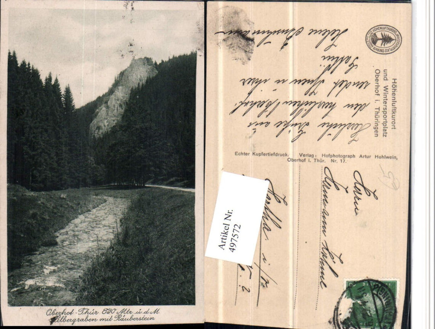 497572,Oberhof Silbergraben m. Räuberstein Felsen