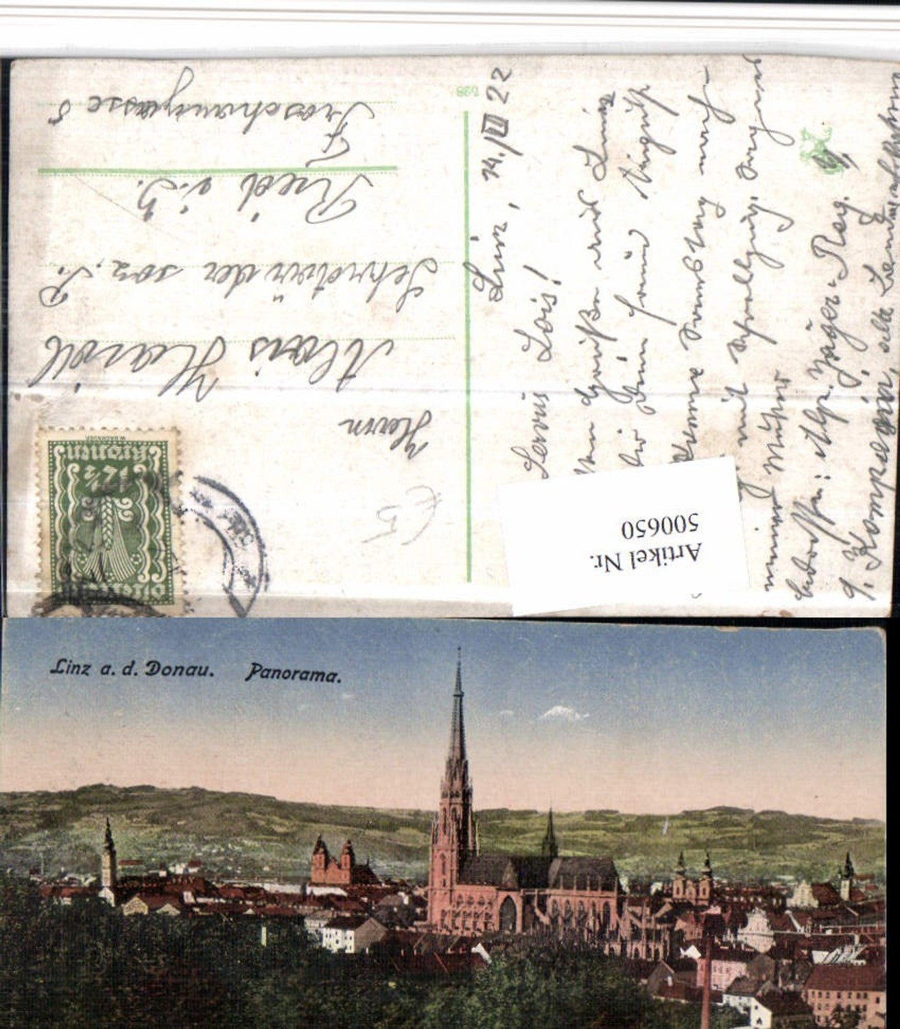 500650, Linz on the Danube, partial view of the church and cathedral