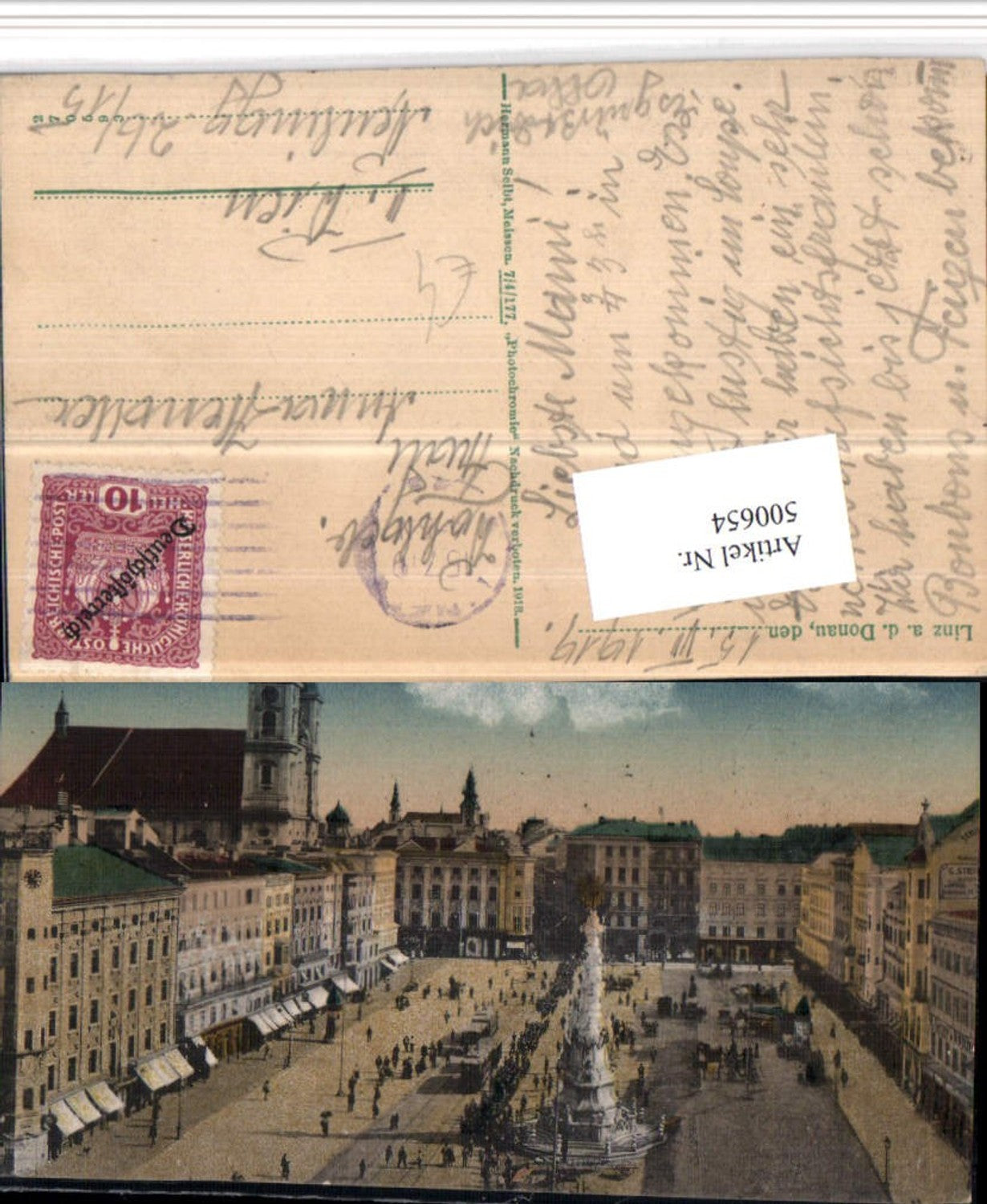 500654, Linz on the Danube, Franz-Josef-Platz, Plague Column, Church