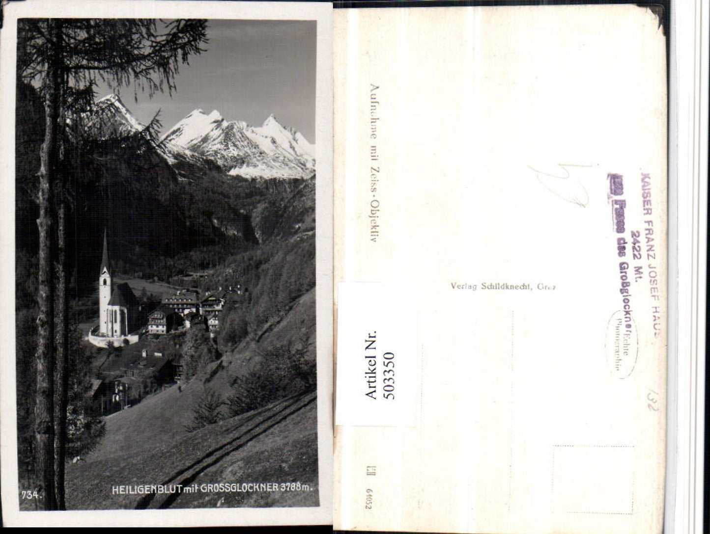 503350, Heiligenblut: Church view with Großglockner mountain backdrop