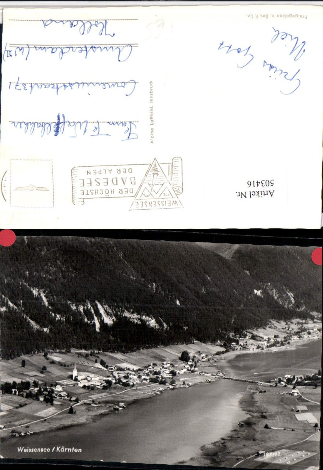 503416, Weissensee Totale pub Alpine aerial view