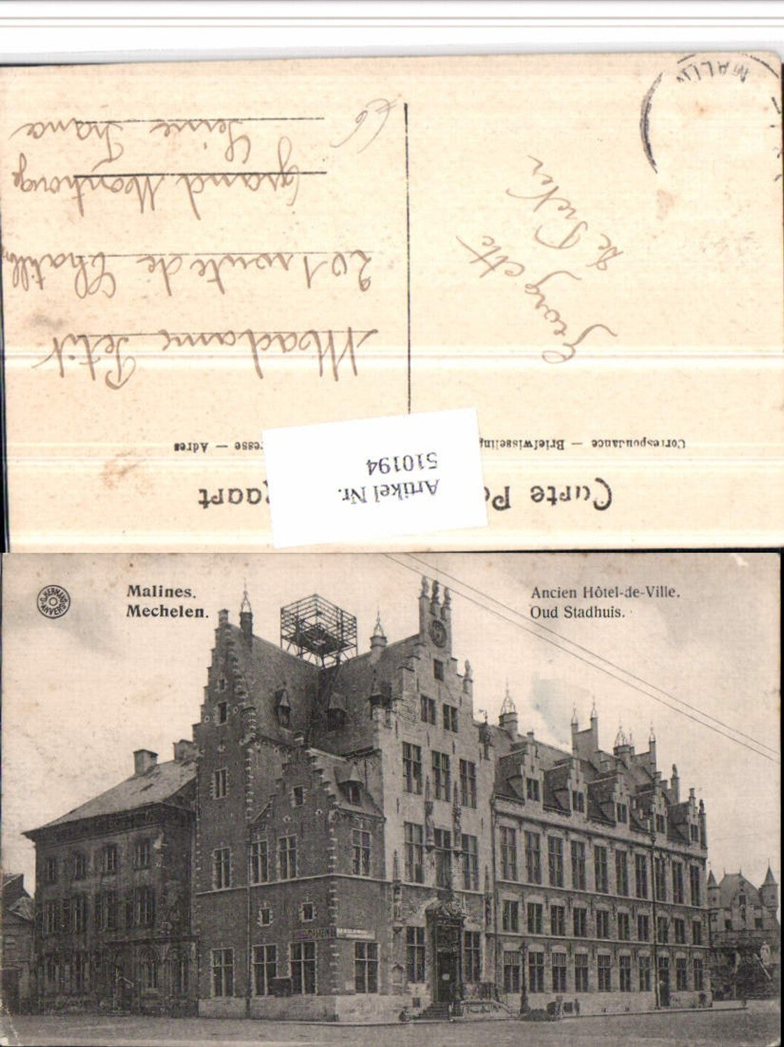 510194,Belgium Malines Mechelen Hotel de Ville Rathaus