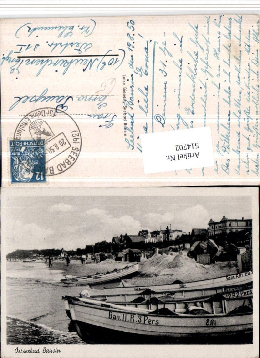 514702, Baltic Sea resort Bansin beach boats 