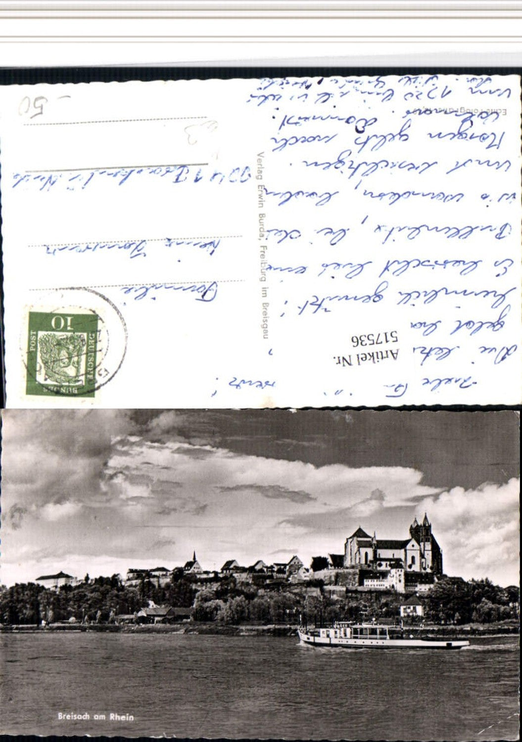 517536,Breisach am Rhein Totale Kirche Dampfer