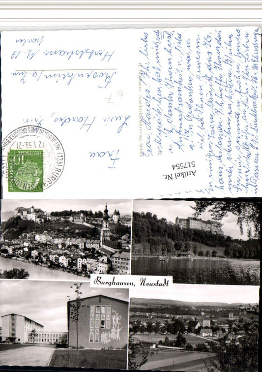 517554,Burghausen Neustadt Totale Burg Schule Mehrbildkarte