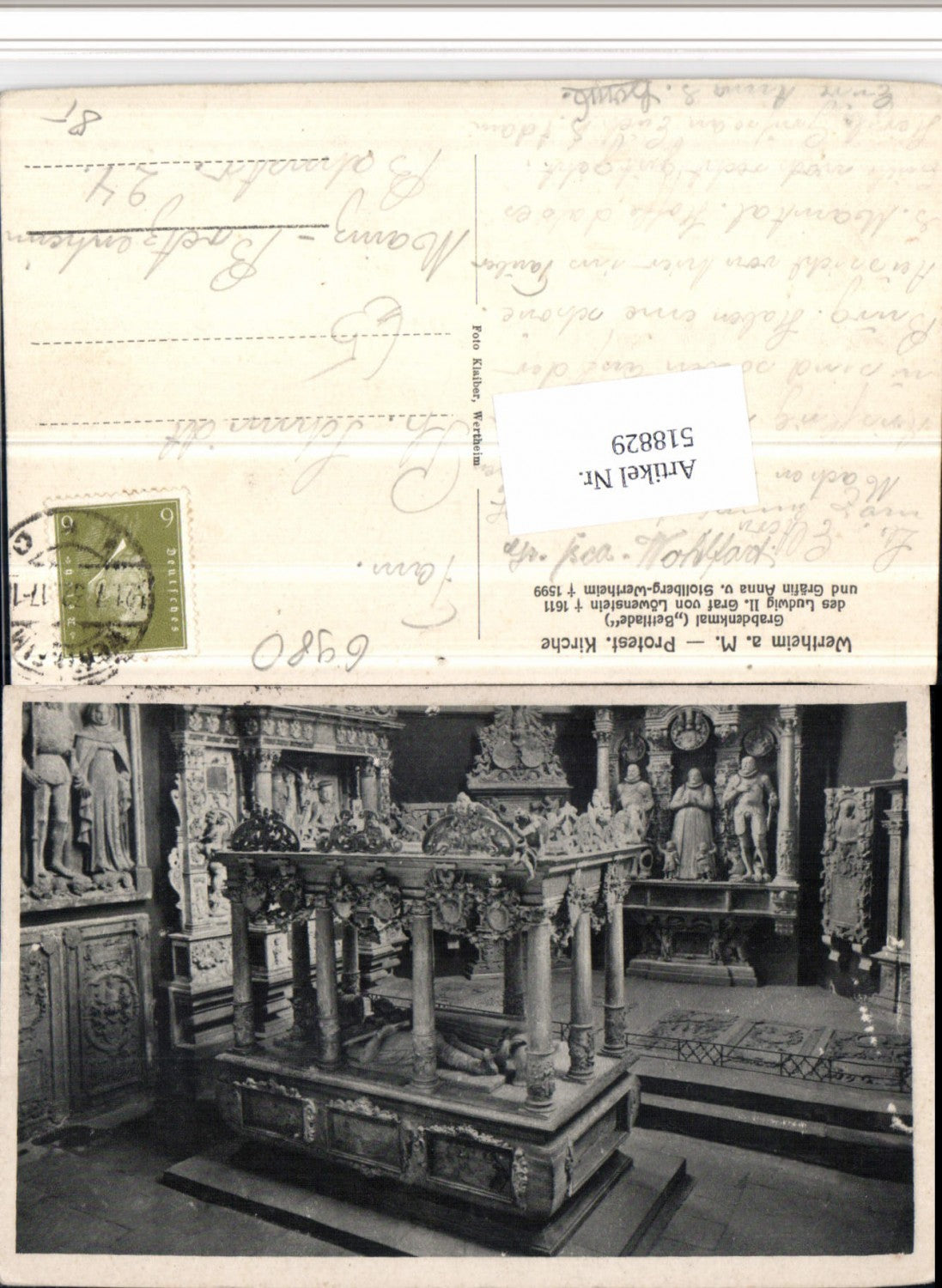 518829, Wertheim am Main Church Gravestone Bed drawer