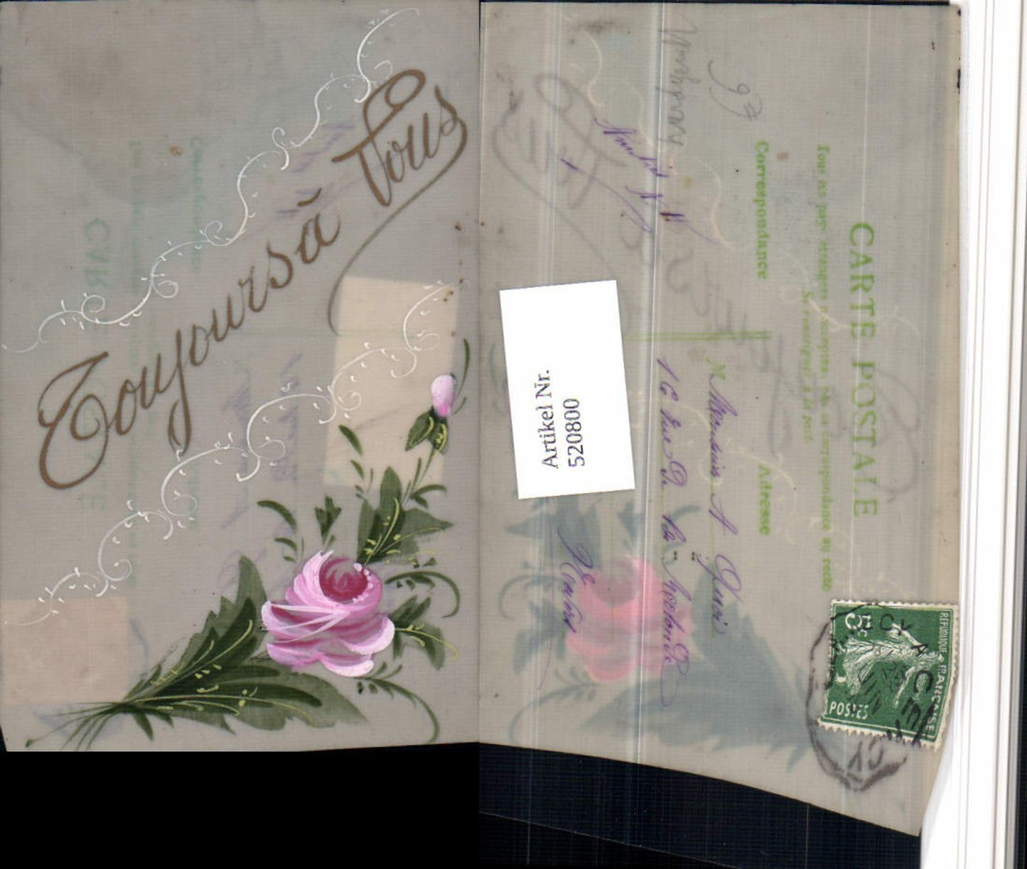 520800, Artist AK Hand-painted Rose Flower