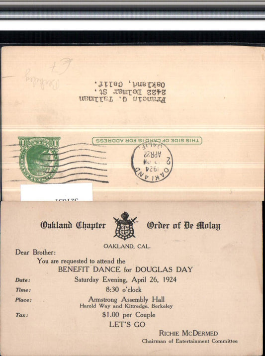 521031,Advertisement AK Oakland Chapter Berkeley California 1924 California