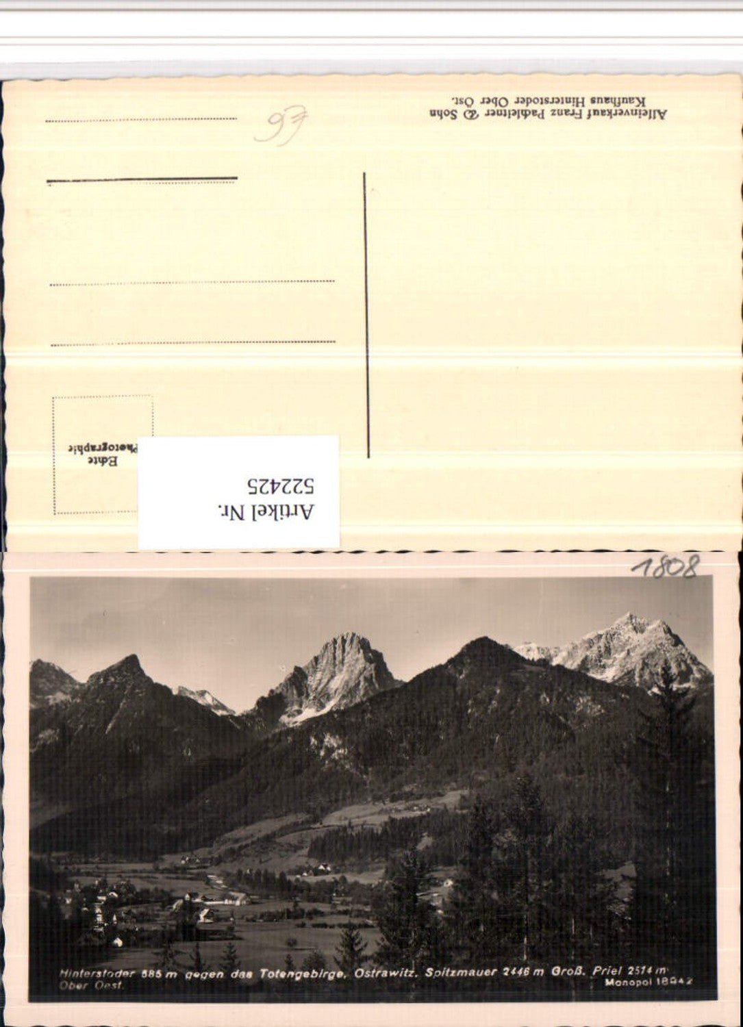 522425, Hinterstoder opposite Ostrawitz, Spitzmauer mountain scenery
