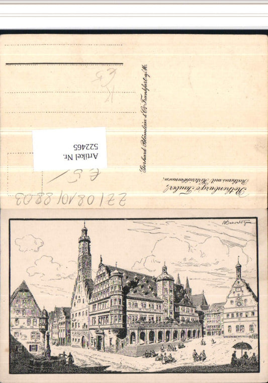 522465, Artist AK Rothenburg ob der Tauber Market Square Town Hall