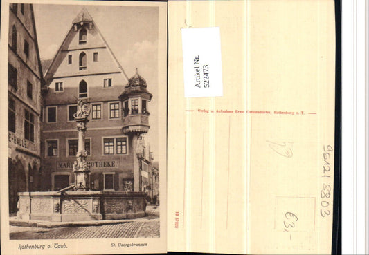 522473, Rothenburg ob der Tauber Pharmacy St. Georgsbrunnen Fountain Market