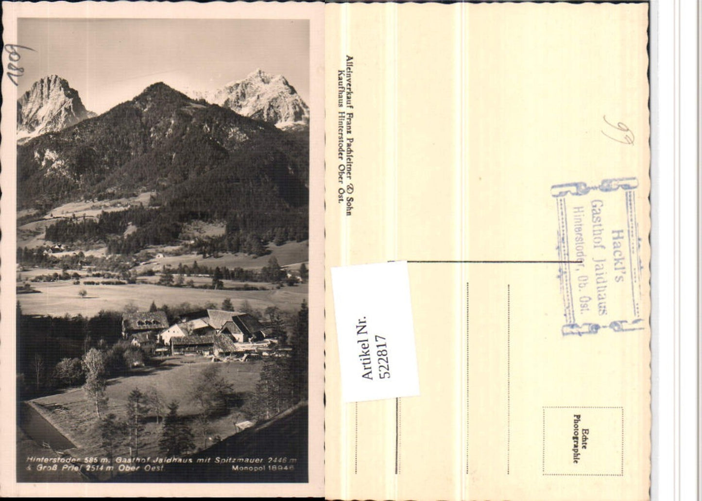 522817, Hinterstoder Gasthof Jaidhaus with Spitzmauer mountain scenery