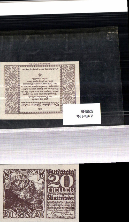 528546, Emergency money voucher Hinterstoder Heller 20