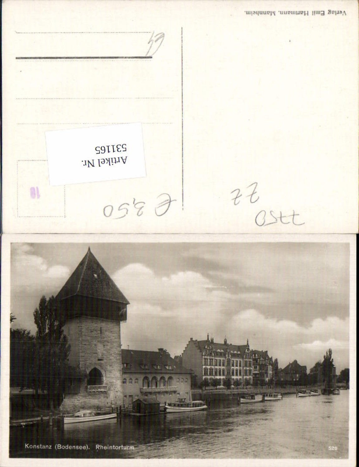 531165, Photo postcard Konstanz on Lake Constance Rhine Gate Tower