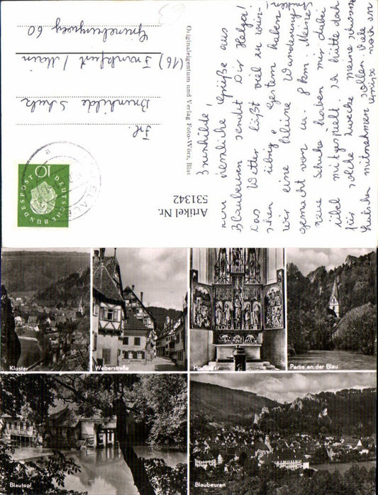 531342,Multi-image postcard Blaubeuren Monastery Blautopf High Altar