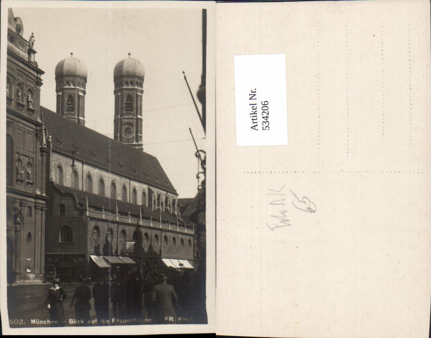 534206, Photo Ak Munich View of the Frauenkirche Towers
