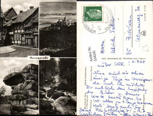 534245, Multi-image postcard Wernigerode Ottofelsen Steinerne Renne Castle